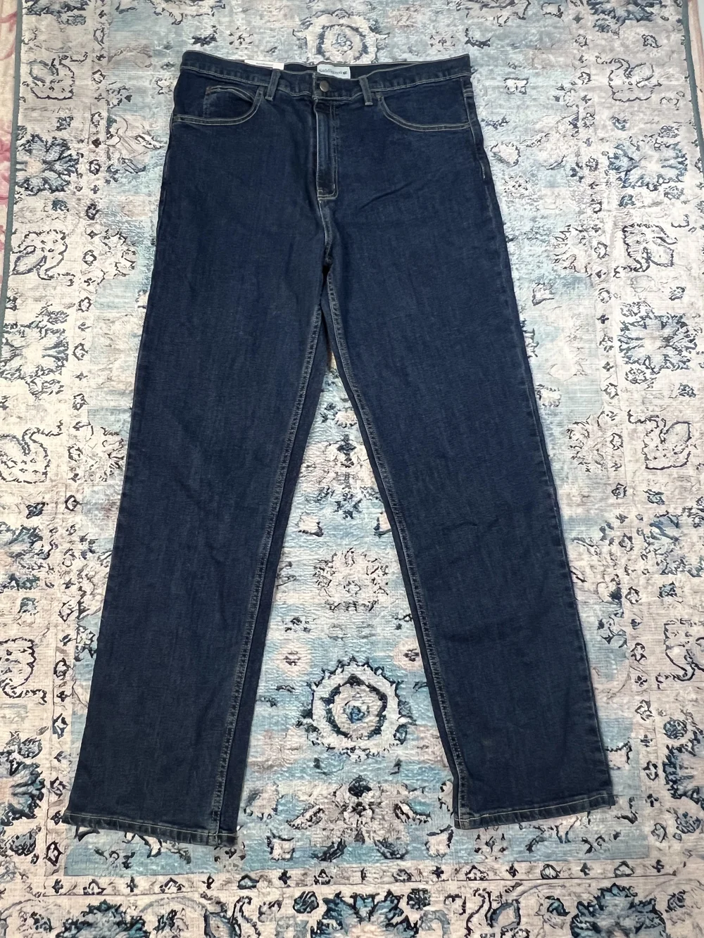 Saddlebred Denim Comfort Flex Relaxed‎ Fit Jeans Mens 36x32 Greenstone Dark Wash